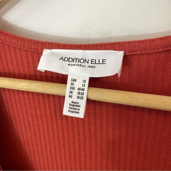 Addition Elle Ribbed Wrap Top Womens 1X Burnt Orange Pumpkin Long Sleeve EUC - Picture 3 of 11
